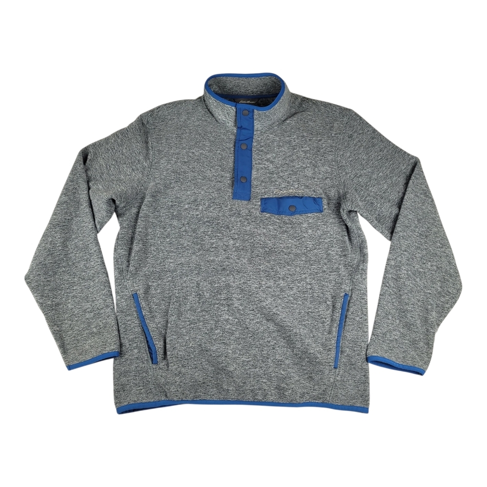 Eddie Bauer Chutes Snap Mock Neck Fleece Pullover Sweater Mens Size M Medium